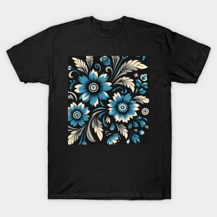 Blue Floral Illustration T-Shirt